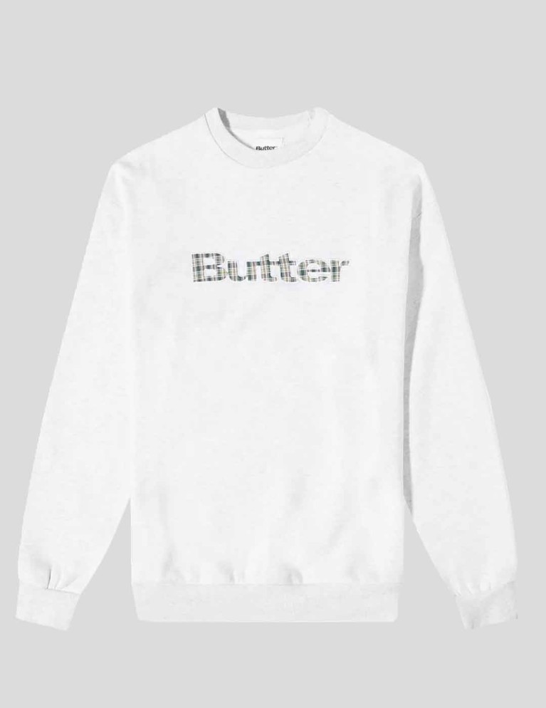 Felpa MATER GOODS plaid applicare logo crew cene grigio